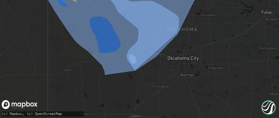 Hail map in Hinton, OK on June 21, 2026