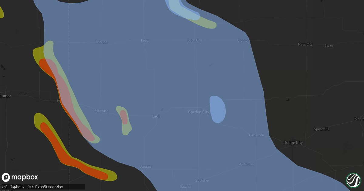 Hail map in Holcomb, KS on June 21, 2026