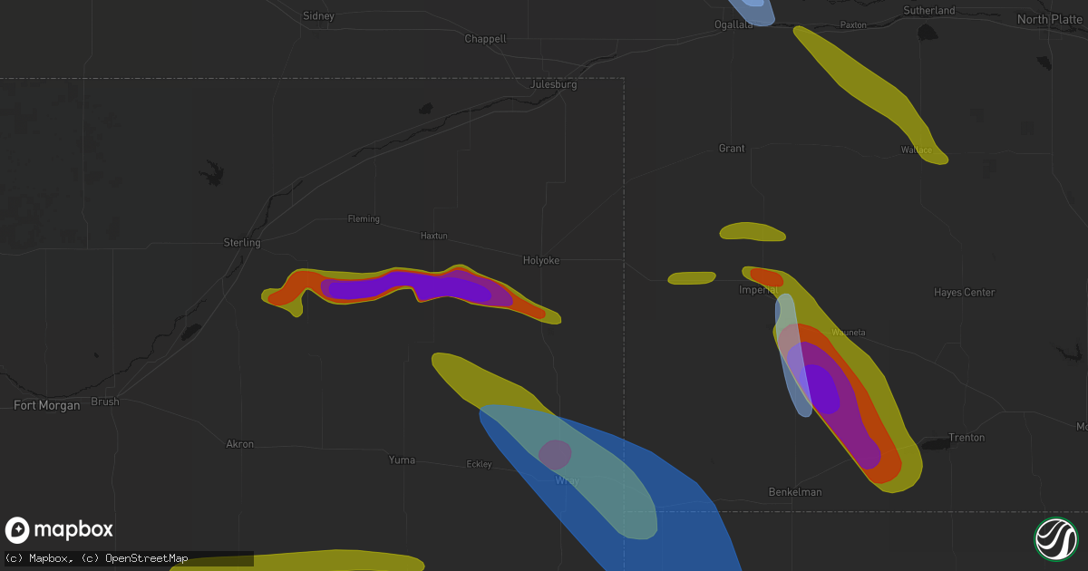 Hail map in Holyoke, CO on June 21, 2026