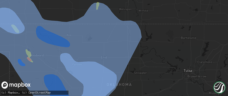 Hail map in Hunter, OK on June 21, 2026