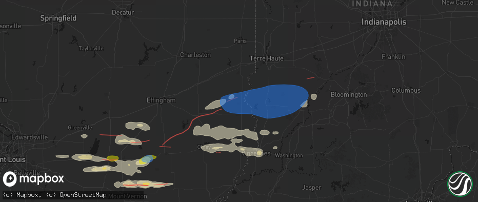 Hail map in Hutsonville, IL on June 21, 2026