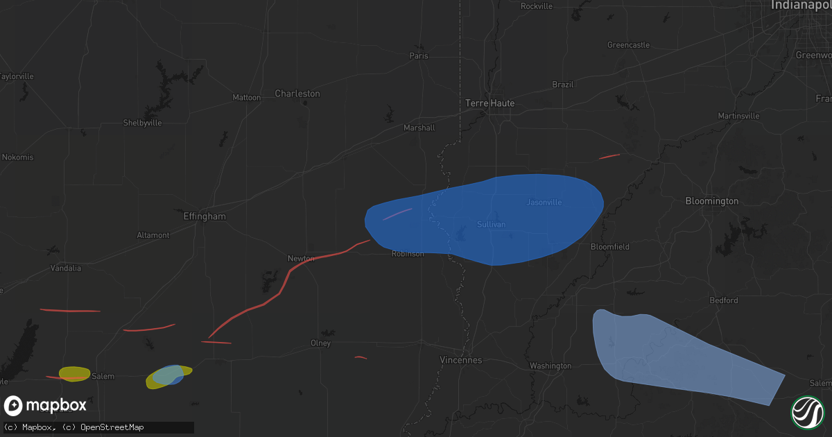 Hail map in Hutsonville, IL on June 21, 2026
