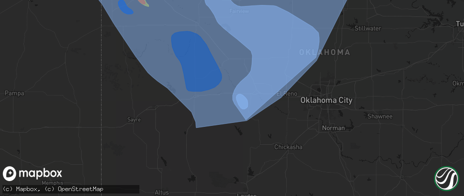 Hail map in Hydro, OK on June 21, 2026