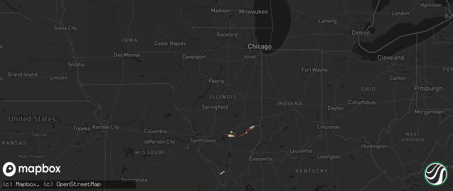 Hail map in Illinois on June 21, 2026