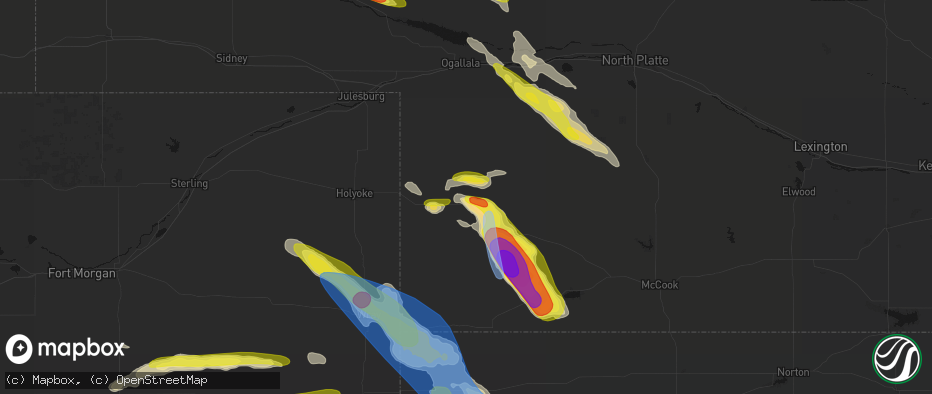 Hail map in Imperial, NE on June 21, 2026