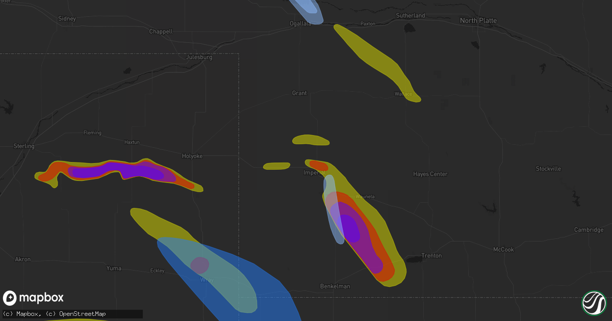 Hail map in Imperial, NE on June 21, 2026
