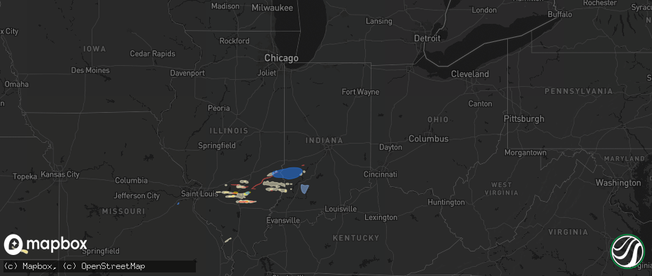 Hail map in Indiana on June 21, 2026