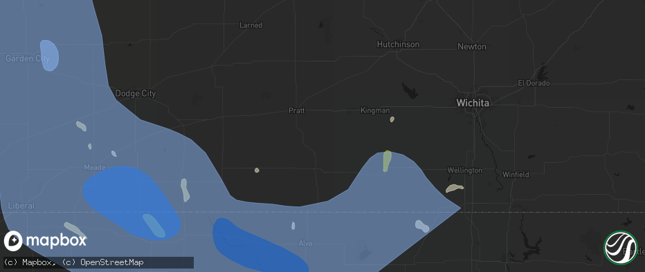 Hail map in Isabel, KS on June 21, 2026