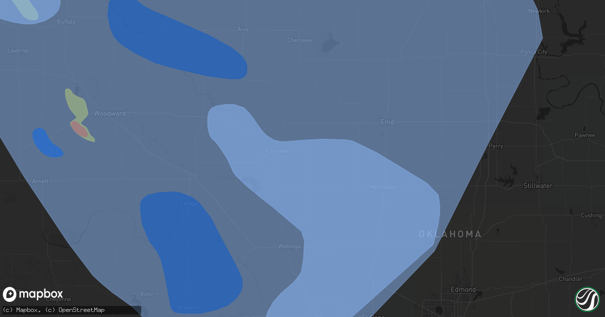 Hail map in Isabella, OK on June 21, 2026