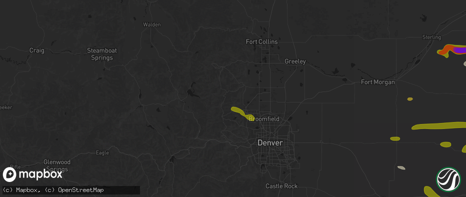Hail map in Jamestown, CO on June 21, 2026