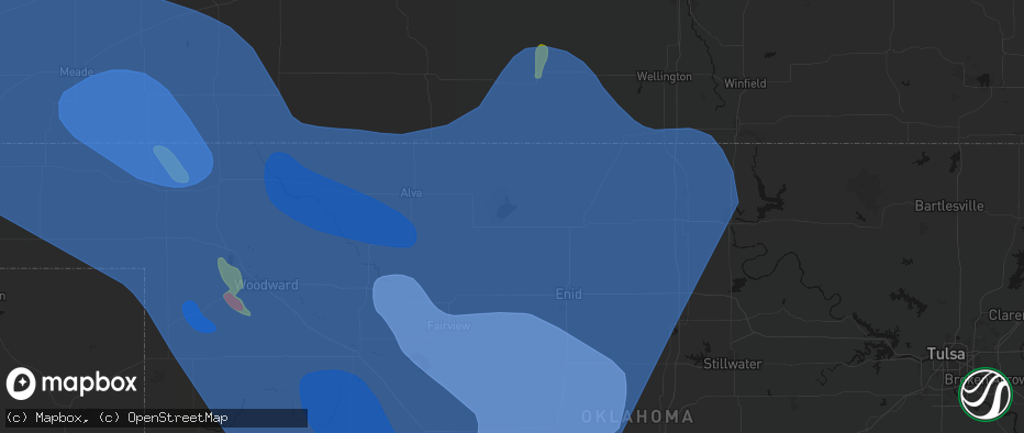 Hail map in Jet, OK on June 21, 2026