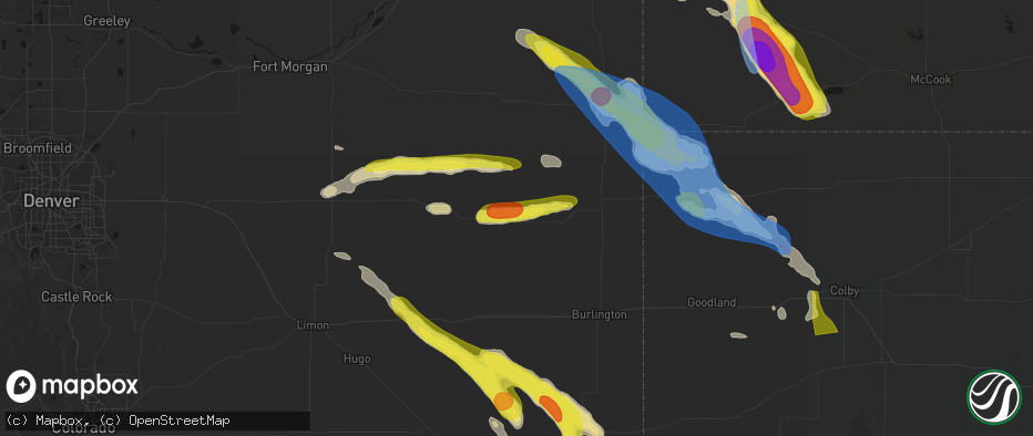 Hail map in Joes, CO on June 21, 2026