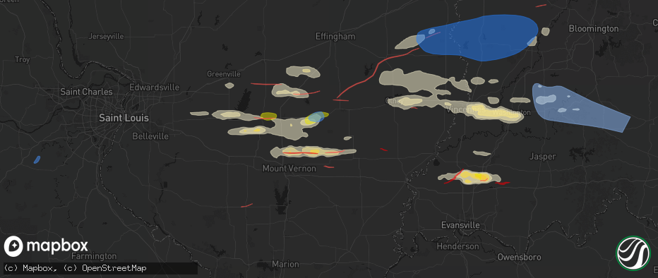 Hail map in Johnsonville, IL on June 21, 2026