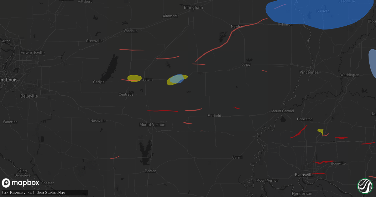 Hail map in Johnsonville, IL on June 21, 2026