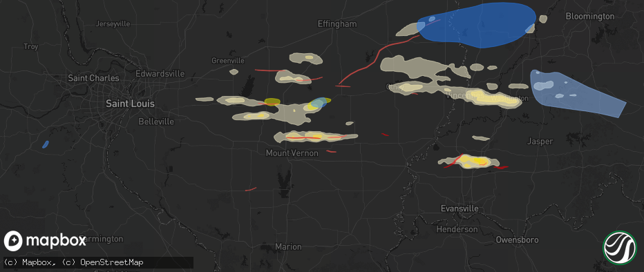 Hail map in Keenes, IL on June 21, 2026