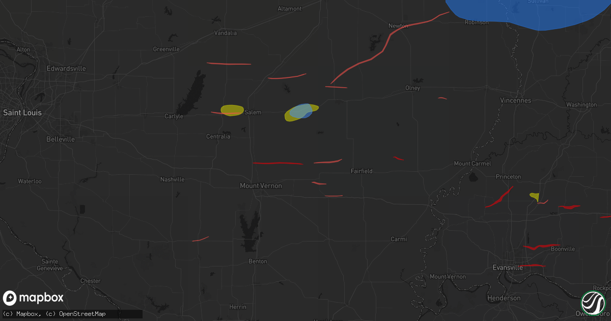 Hail map in Keenes, IL on June 21, 2026