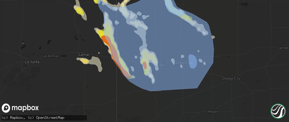 Hail map in Kendall, KS on June 21, 2026