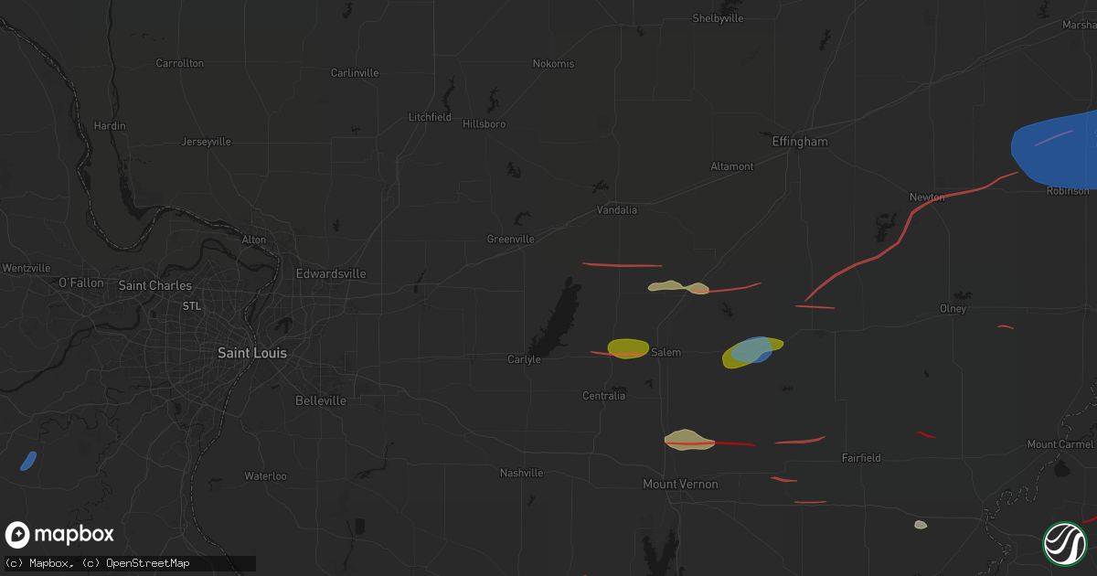 Hail map in Keyesport, IL on June 21, 2026