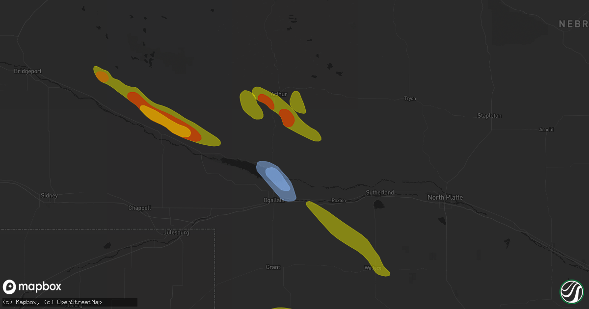 Hail map in Keystone, NE on June 21, 2026