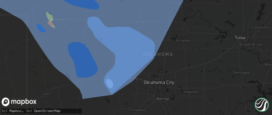 Hail map in Kingfisher, OK on June 21, 2026