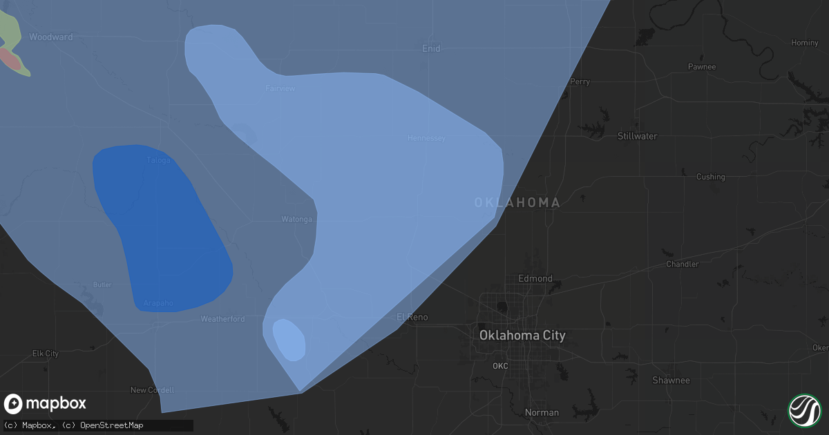Hail map in Kingfisher, OK on June 21, 2026