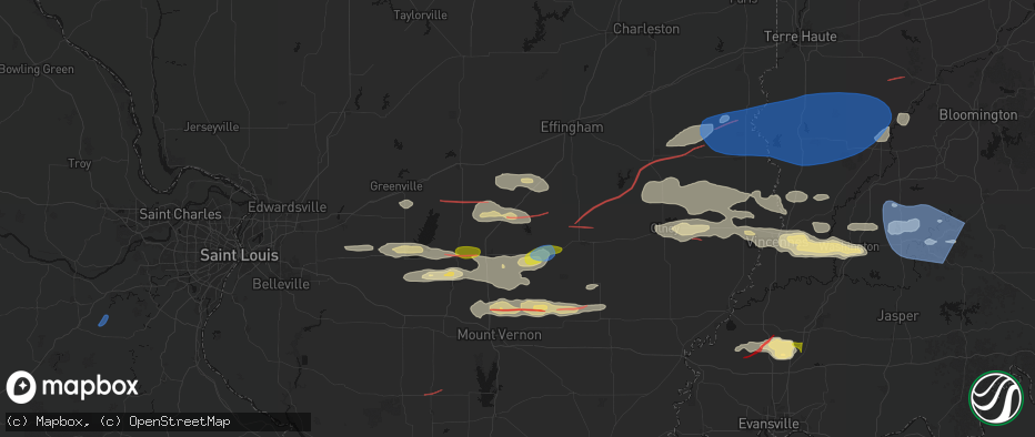 Hail map in Kinmundy, IL on June 21, 2026