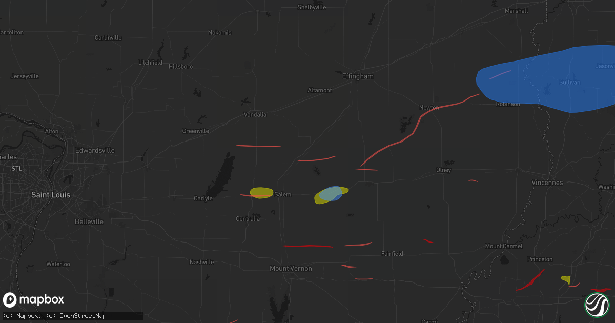 Hail map in Kinmundy, IL on June 21, 2026