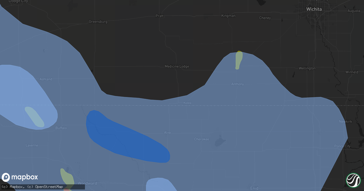 Hail map in Kiowa, KS on June 21, 2026
