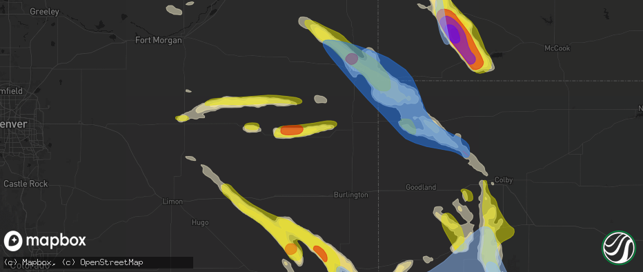 Hail map in Kirk, CO on June 21, 2026