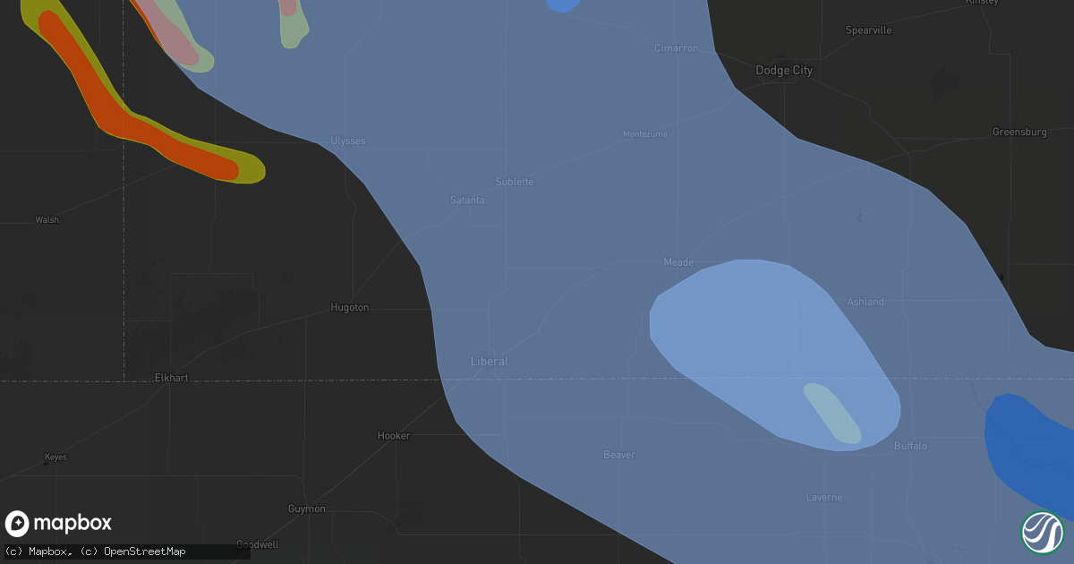 Hail map in Kismet, KS on June 21, 2026