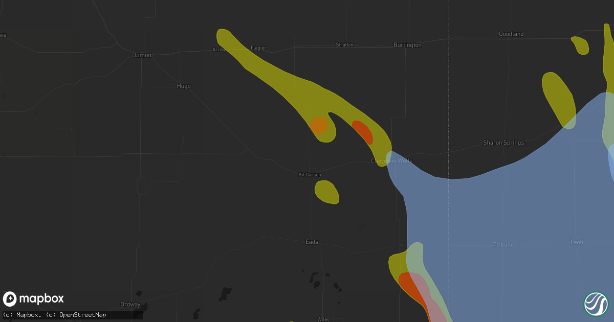 Hail map in Kit Carson, CO on June 21, 2026