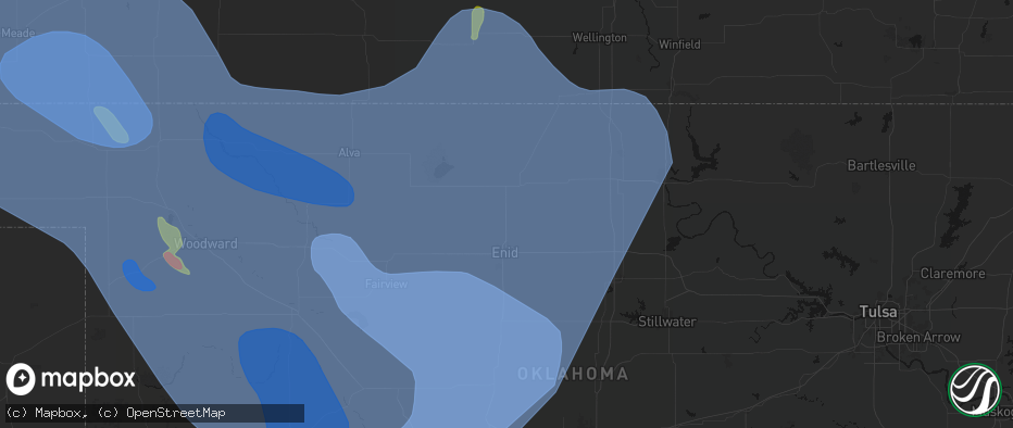Hail map in Kremlin, OK on June 21, 2026