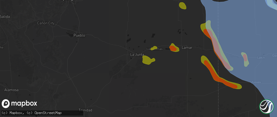 Hail map in La Junta, CO on June 21, 2026