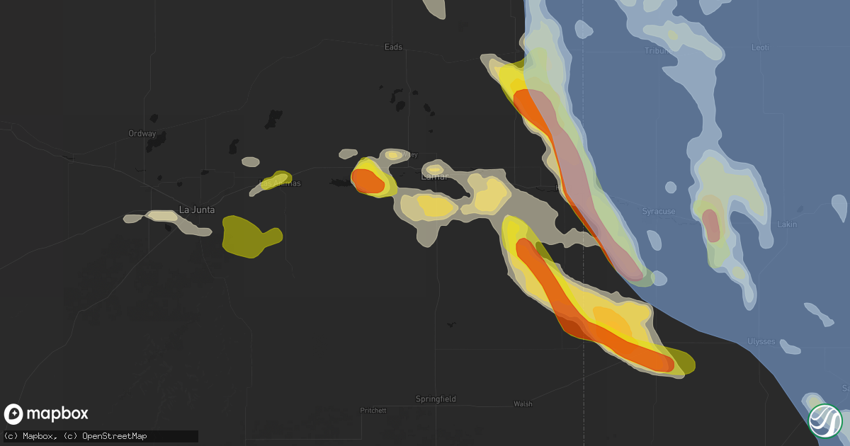 Hail map in Lamar, CO on June 21, 2026