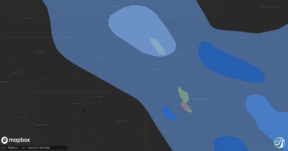 Hail map in Laverne, OK on June 21, 2026