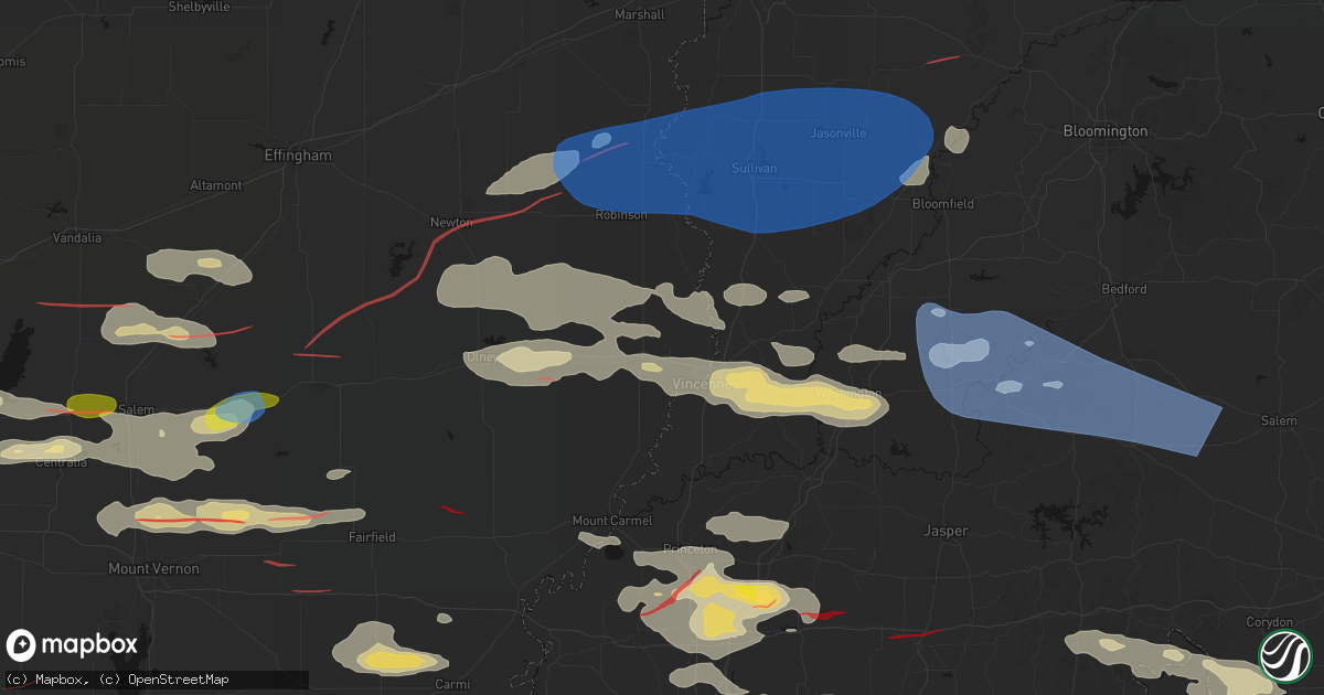 Hail map in Lawrenceville, IL on June 21, 2026