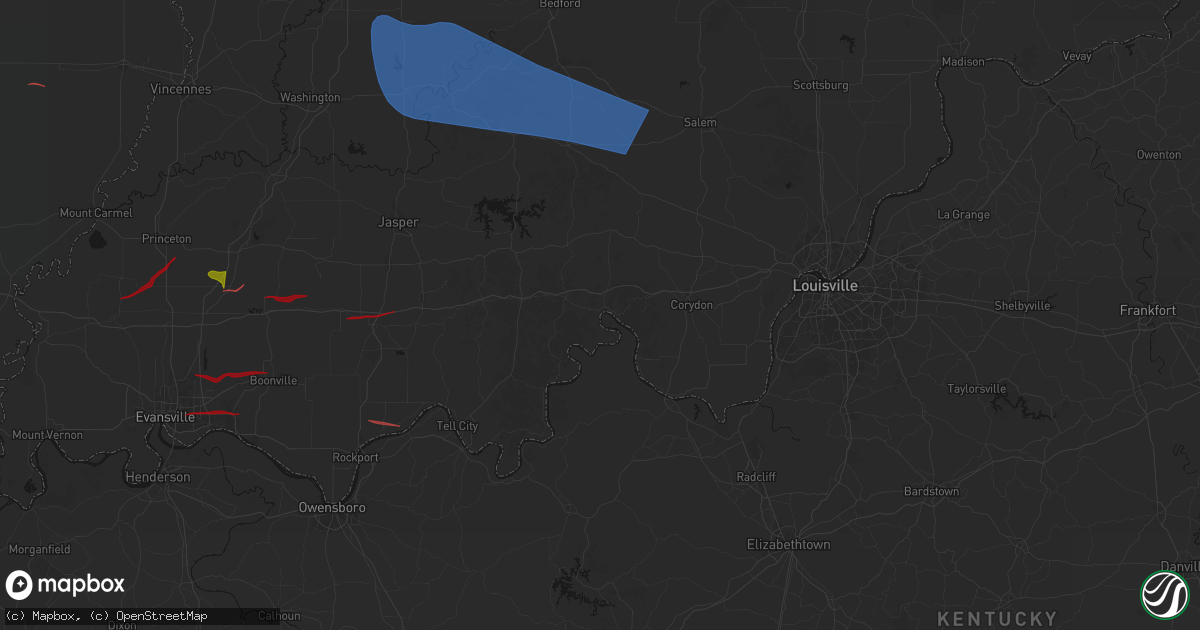 Hail map in Leavenworth, IN on June 21, 2026