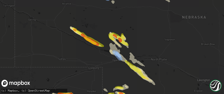 Hail map in Lemoyne, NE on June 21, 2026