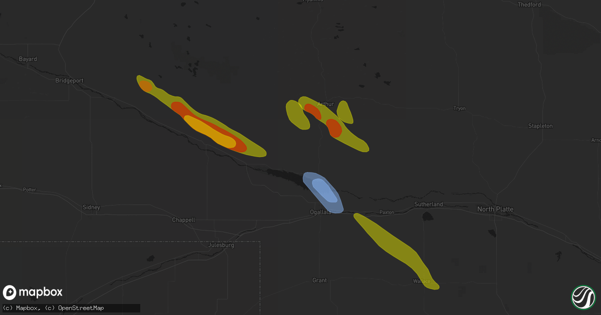 Hail map in Lemoyne, NE on June 21, 2026