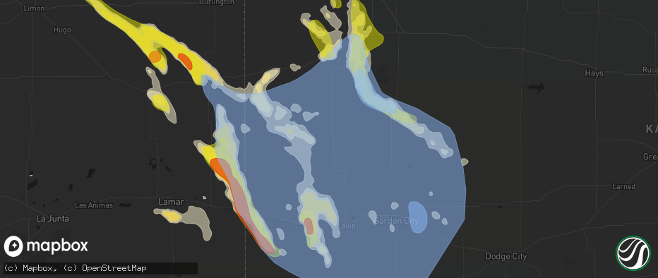 Hail map in Leoti, KS on June 21, 2026