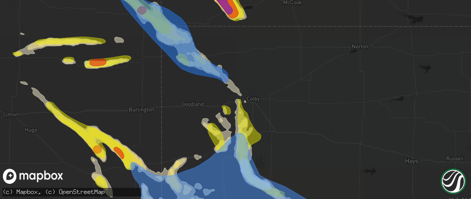 Hail map in Levant, KS on June 21, 2026