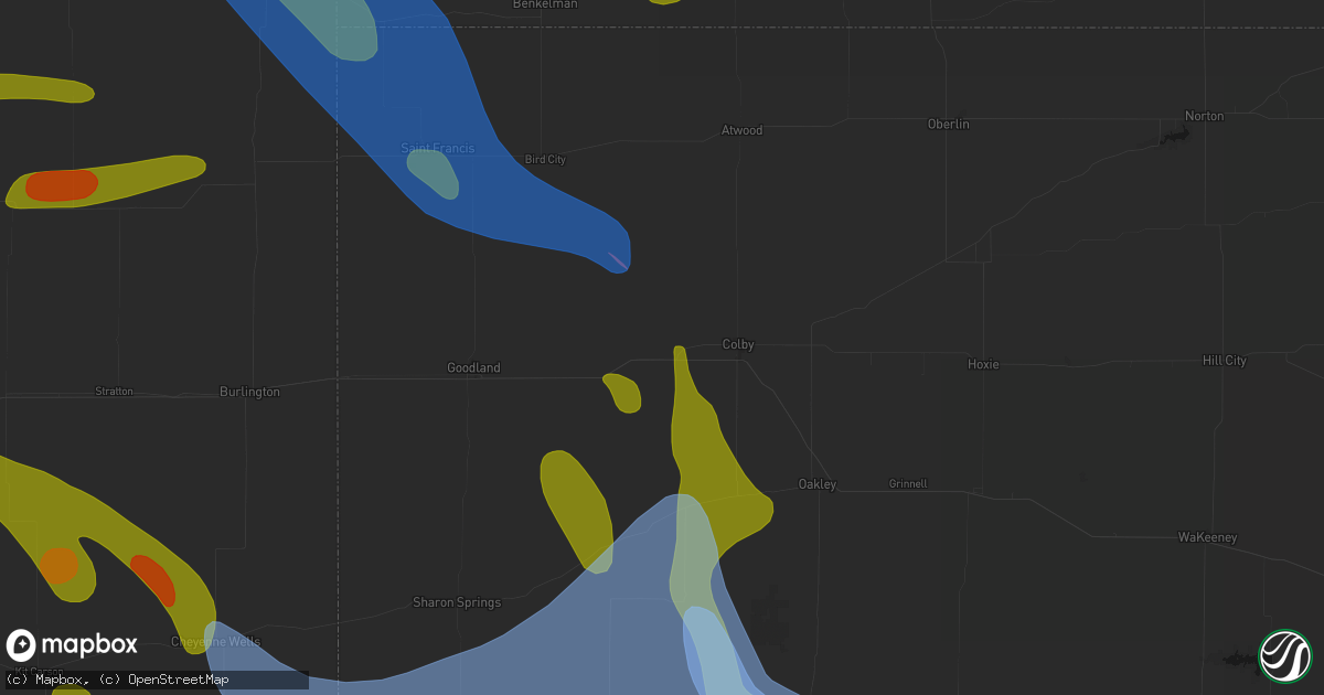Hail map in Levant, KS on June 21, 2026