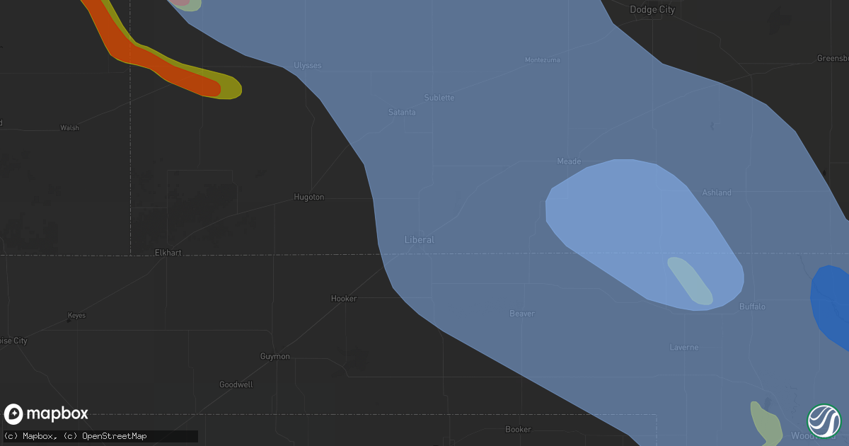 Hail map in Liberal, KS on June 21, 2026