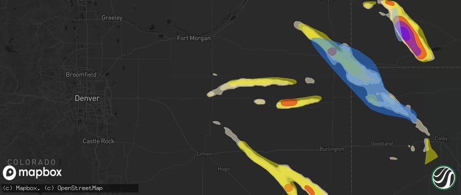 Hail map in Lindon, CO on June 21, 2026
