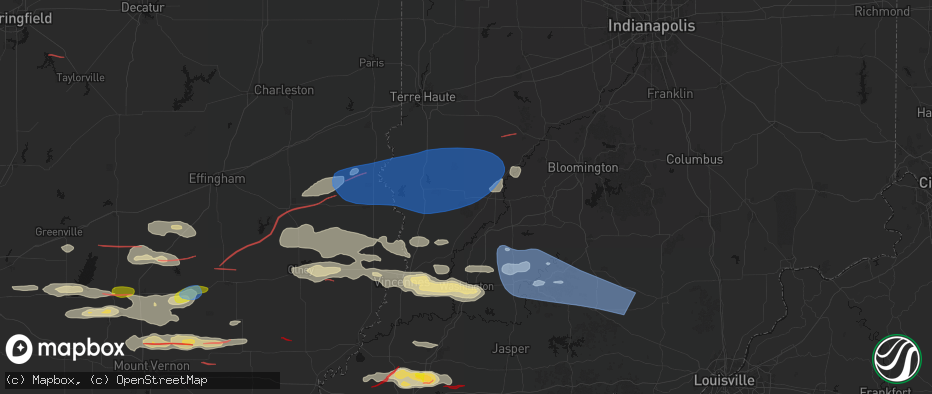 Hail map in Linton, IN on June 21, 2026