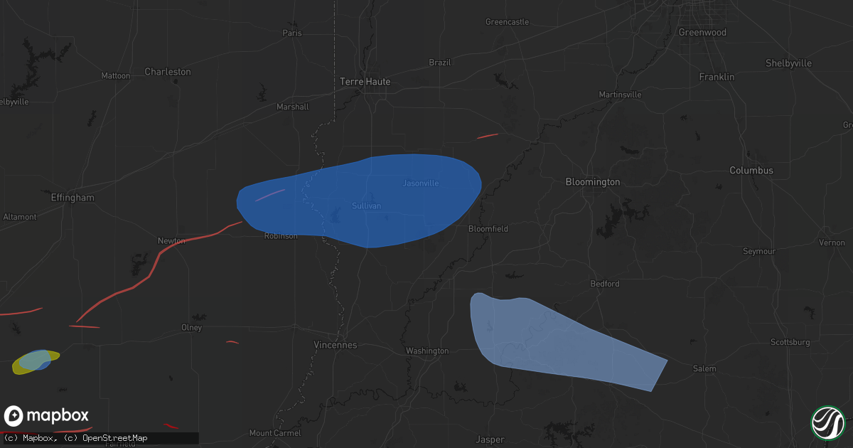 Hail map in Linton, IN on June 21, 2026