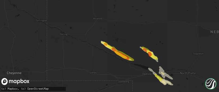 Hail map in Lisco, NE on June 21, 2026