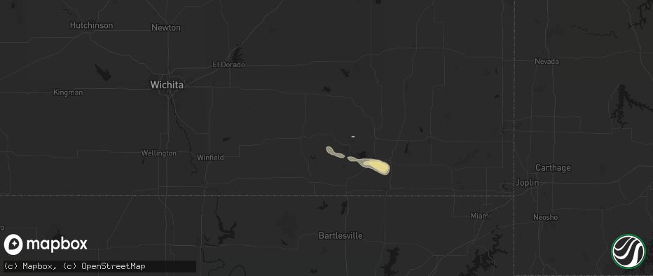 Hail map in Longton, KS on June 21, 2026