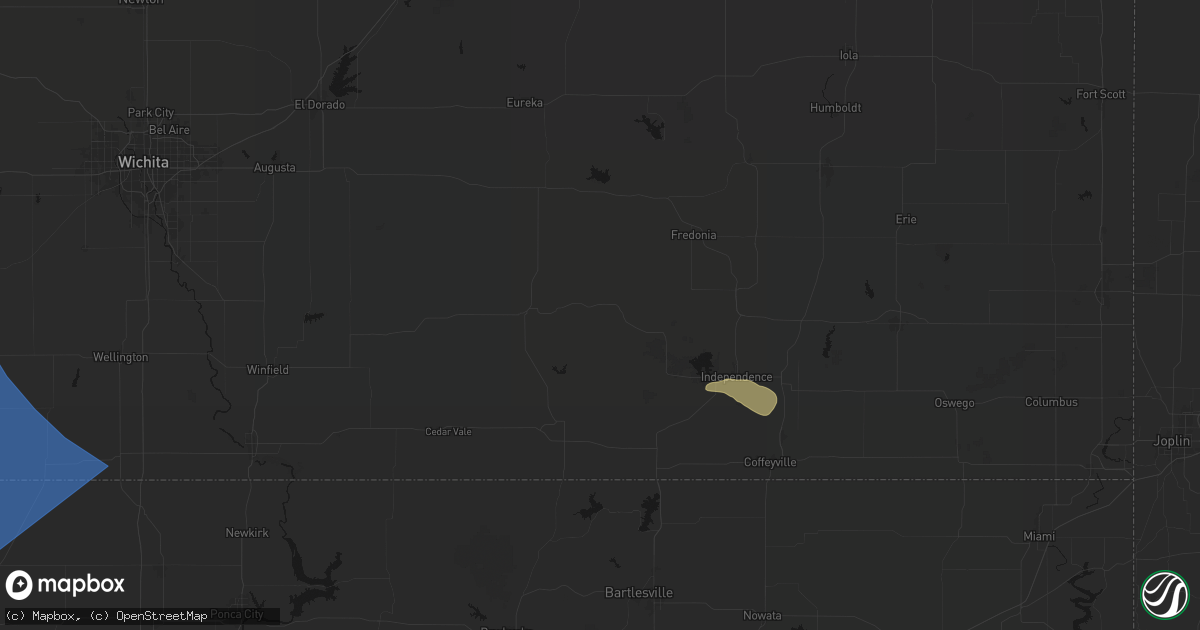 Hail map in Longton, KS on June 21, 2026