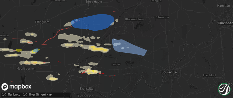 Hail map in Loogootee, IN on June 21, 2026